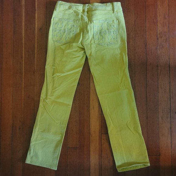Tory Burch Cropped Jean Neon Yellow - sz 25 - Picture 5 of 8